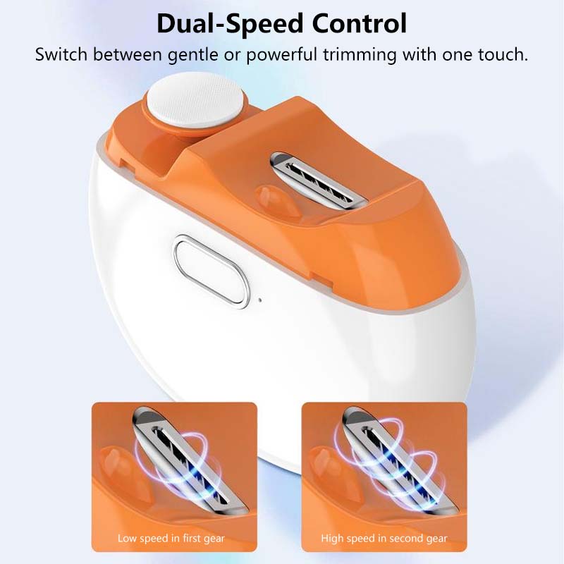 Electric Nail Clipper Trimmer & Polisher LED Light Dual Speed Type-C Rechargeable Multifunction Manicure