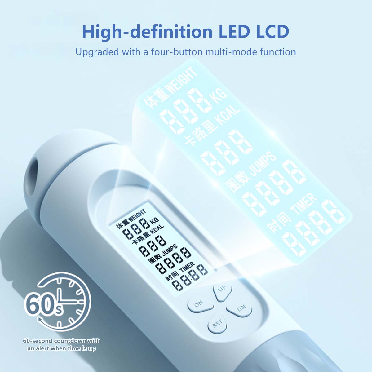 【SG Ready Stocks】Smart Digital Skipping Rope Countdown and Timer Features Weight Blocks and Adjustable Rope Length