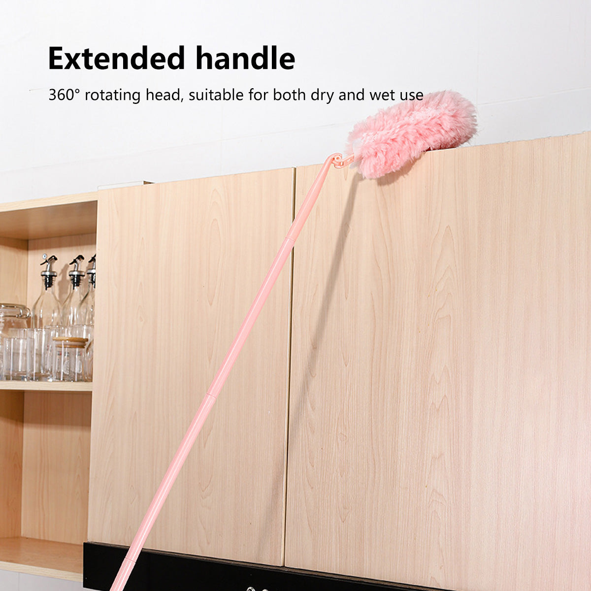 Dual-Purpose Duster with Detachable Handles Dry and Wet Use Flexible Handle Extandable Handle