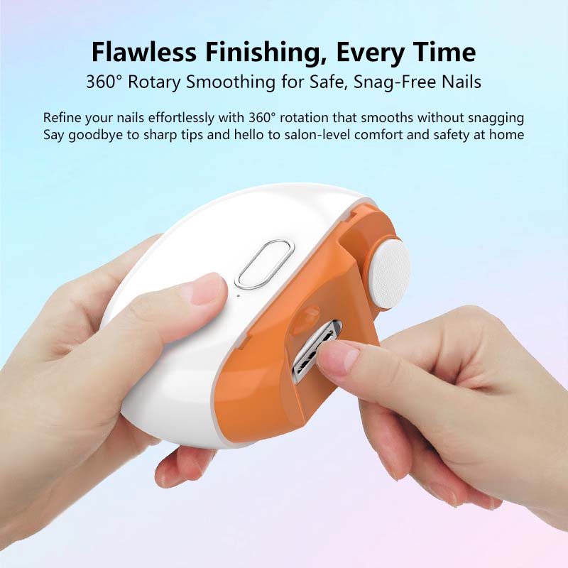 Electric Nail Clipper Trimmer & Polisher LED Light Dual Speed Type-C Rechargeable Multifunction Manicure