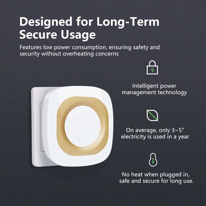 Wireless Doorbell Long Wireless Range Long Term Secure Use Adjustable Volume Battery Free Operation
