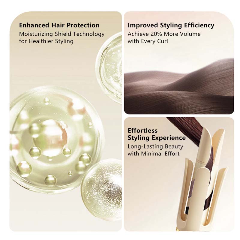 Premium Automatic Hair Curling Iron with Rotating Ceramic Barrel Fast Heat Anti-Frizz Styling Tool