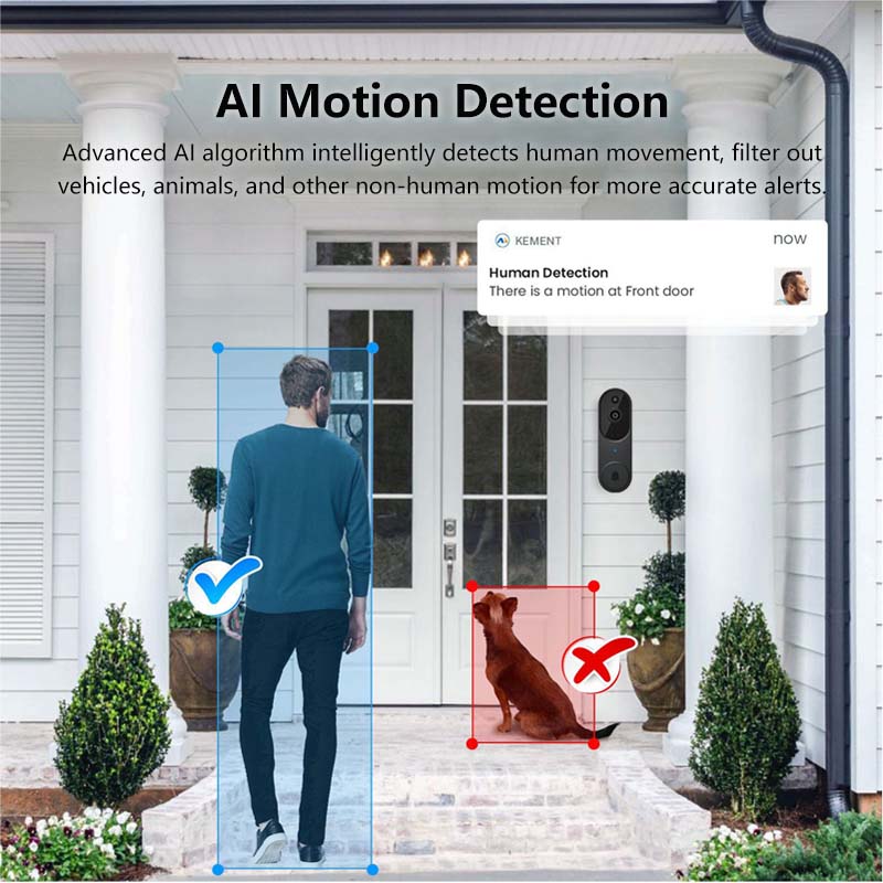 High-Definition Ai-Smart Camera Doorbell Wireless Video Doorbell with Camera & Motion Detection