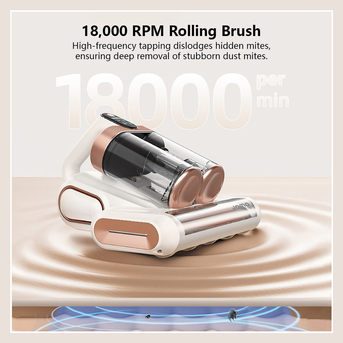 JOMO 13000Pa Powerful Suction Wireless Double Cups Dust Mite Vacuum Cleaner Sterilization Disinfection UV Mite Removal Vacuum