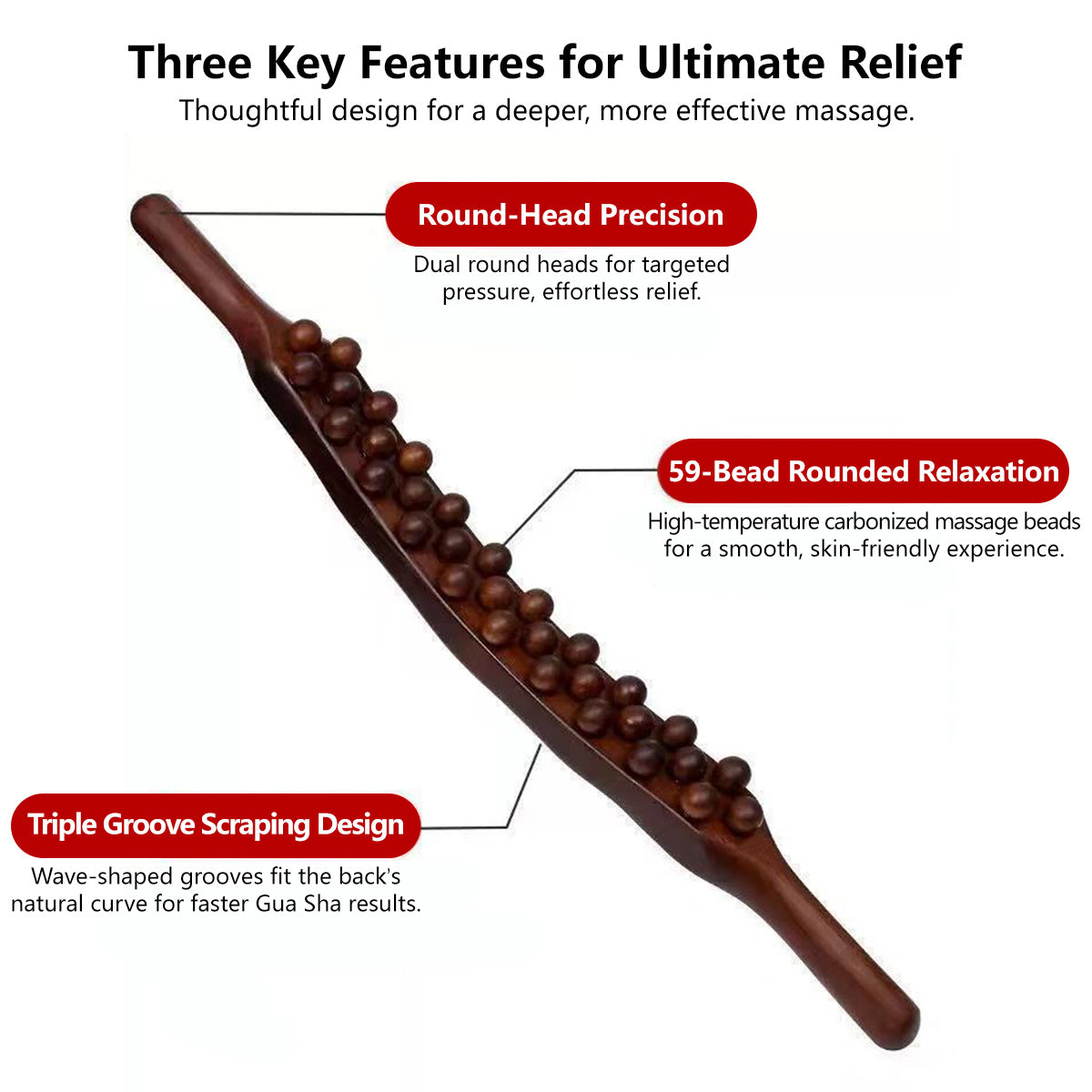 59-Bead Non-Solid Wood Massage Stick