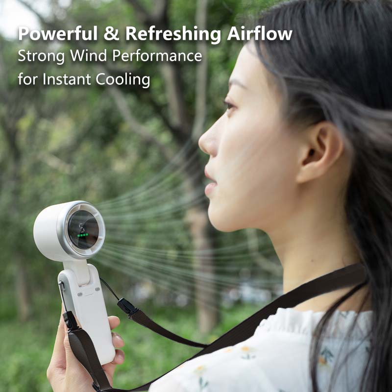 Foldable LCD Display Fan β 5 Speeds, Rechargeable, Lightweight, Hands-Free, Quiet Personal Fan with Type-C Charging