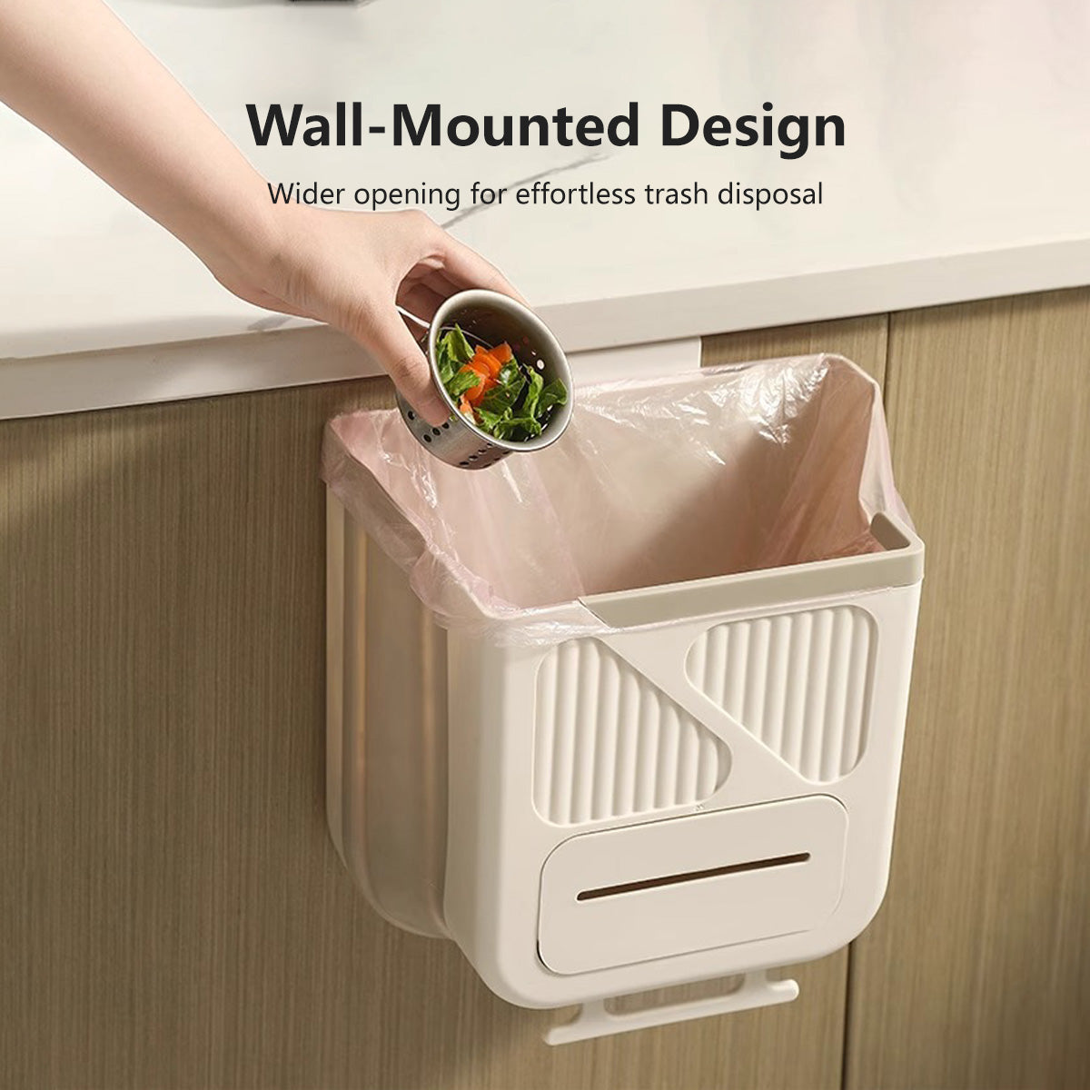 2-in-1 Hanging Foldable Garbage Bin 4L Dry and Wet Bins Garbage Bin Dust Bin Trash Can Rubbish Bin