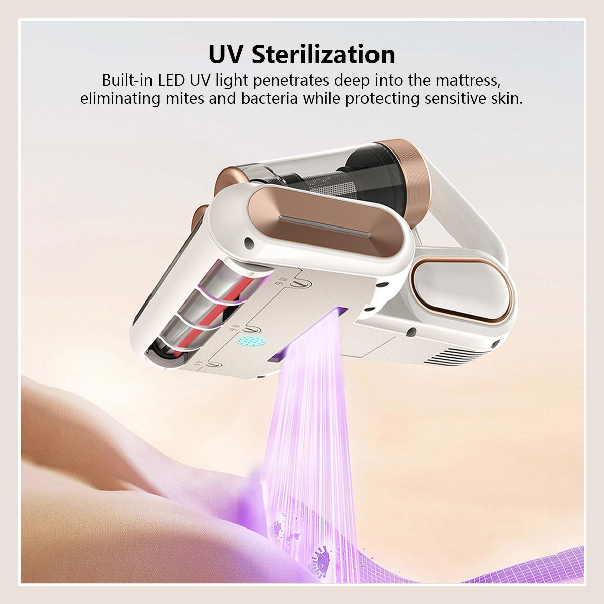 JOMO 13000Pa Powerful Suction Wireless Double Cups Dust Mite Vacuum Cleaner Sterilization Disinfection UV Mite Removal Vacuum