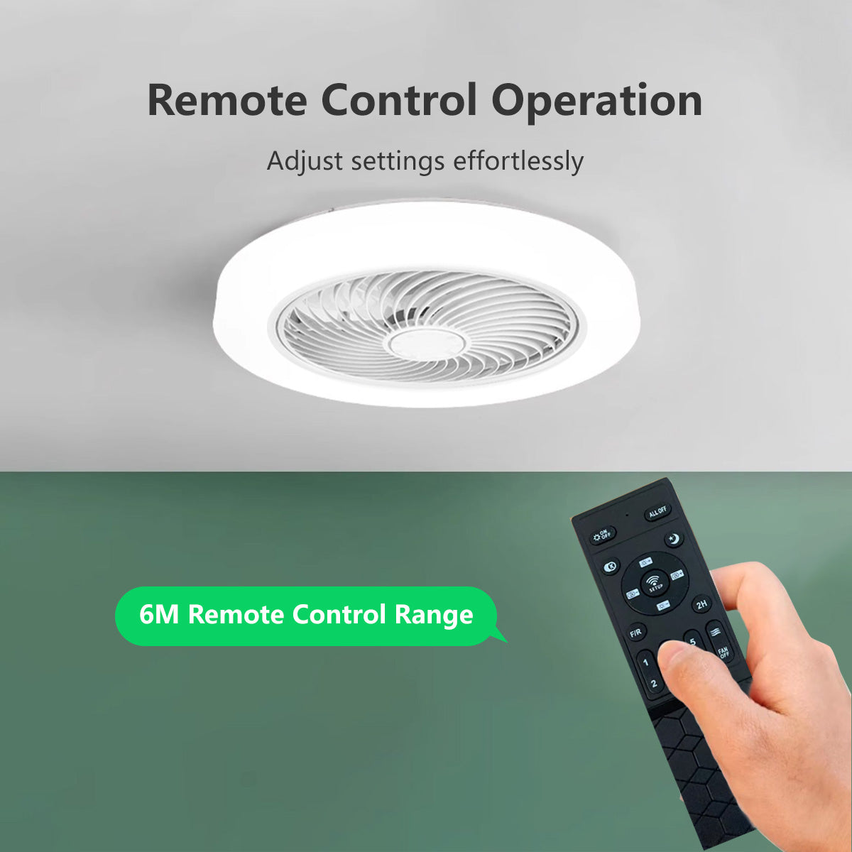 2-in-1 Smart Ceiling Fan Light 45cm - 6 Speed, APP+Remote, 3 Color Lights, Timer for Bedroom