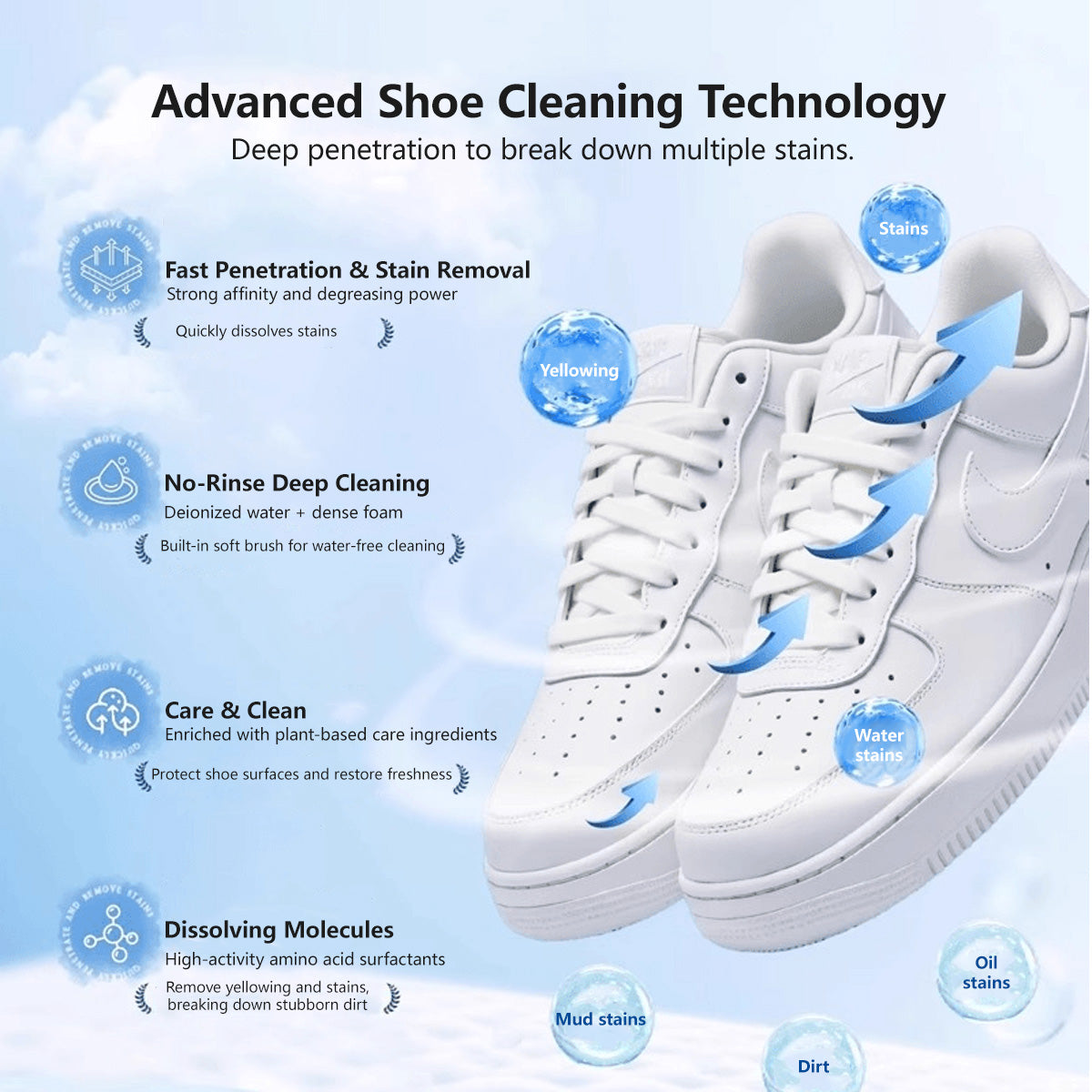 【Buy 1 get 1 FREE @$9.9!】Shoe Cleaner with Brush White Shoe Dry Cleaner Stain Removal Shoe Whitening & Care (200ml)