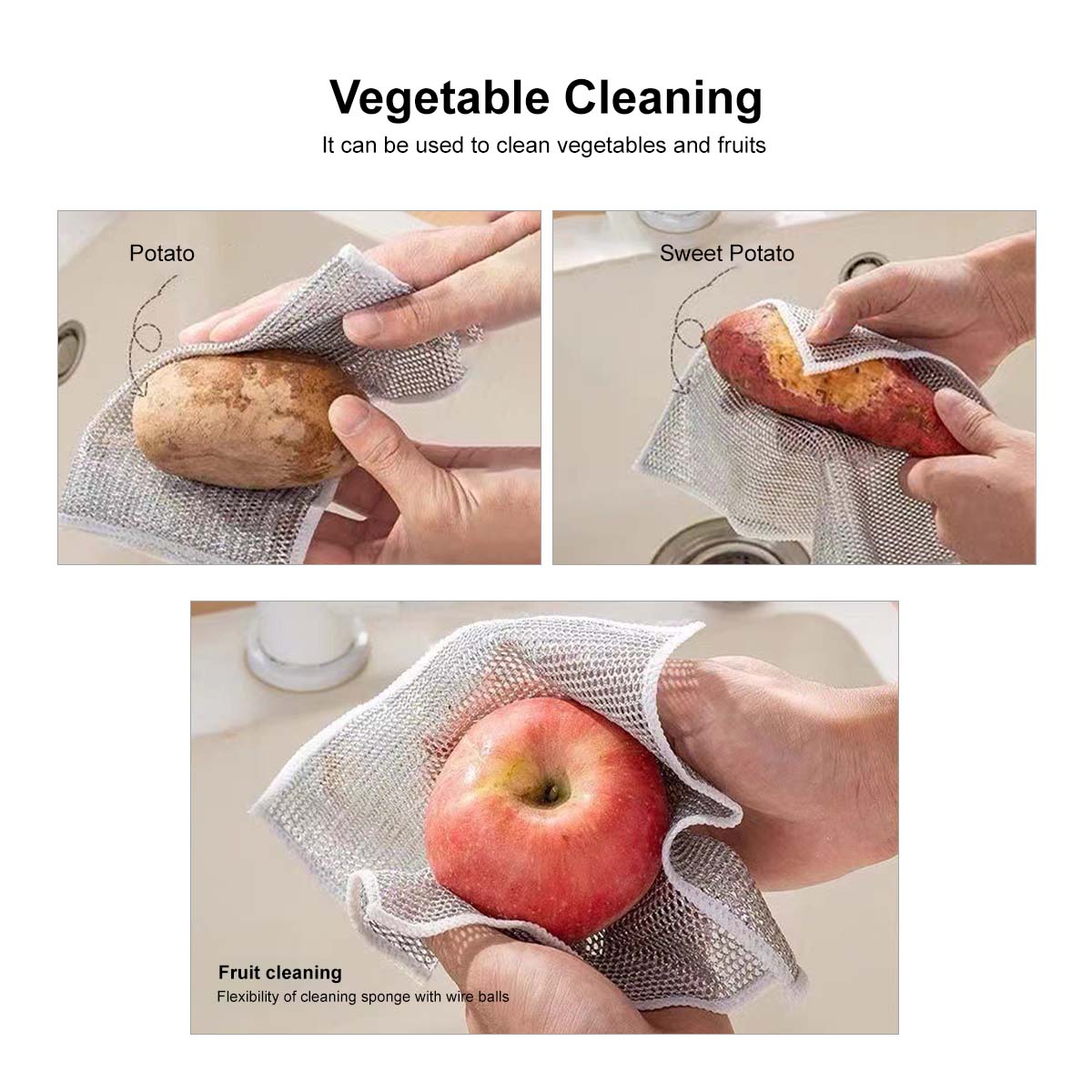 Multipurpose Wire Dishwashing Rags Dry and Wet Use Mesh Design Quick Dry