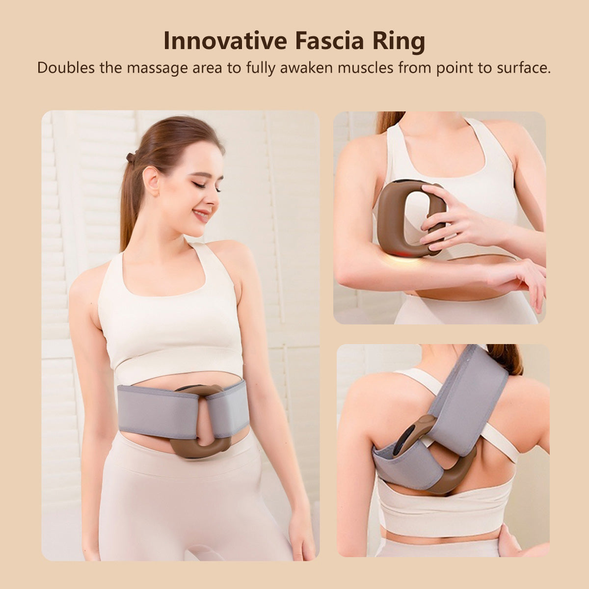 JOMO 2-in-1 Fascia Massage Ring Heat Compress Hands-Free Vibrating Deep Muscle Relaxer