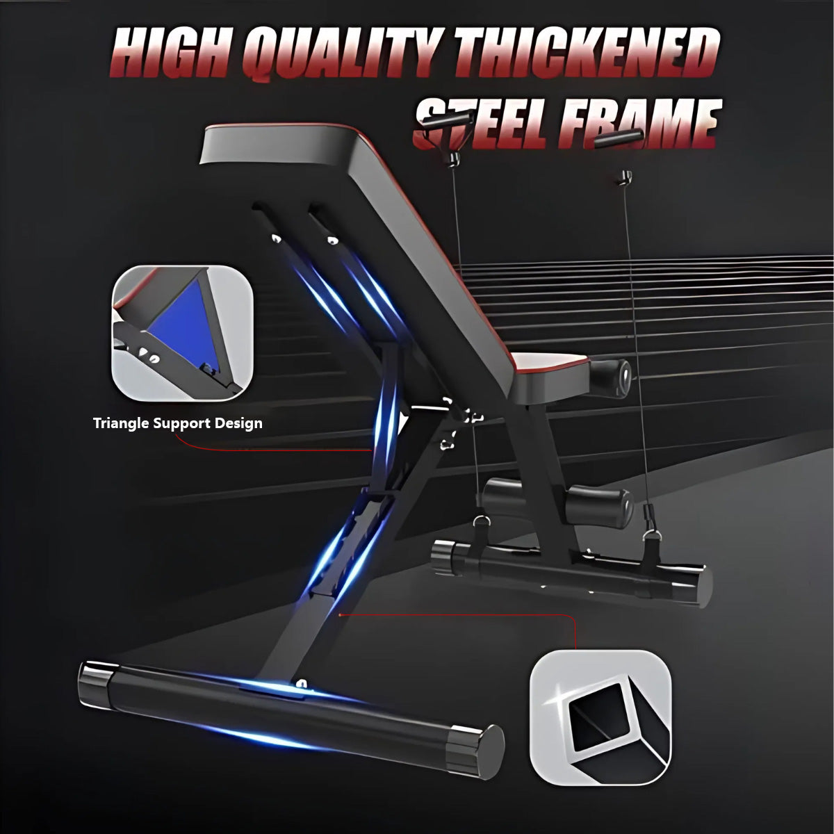 Foldable Dumbbell Bench Adjustable Strength Training Full Body Workout Incline Gym Abs Training