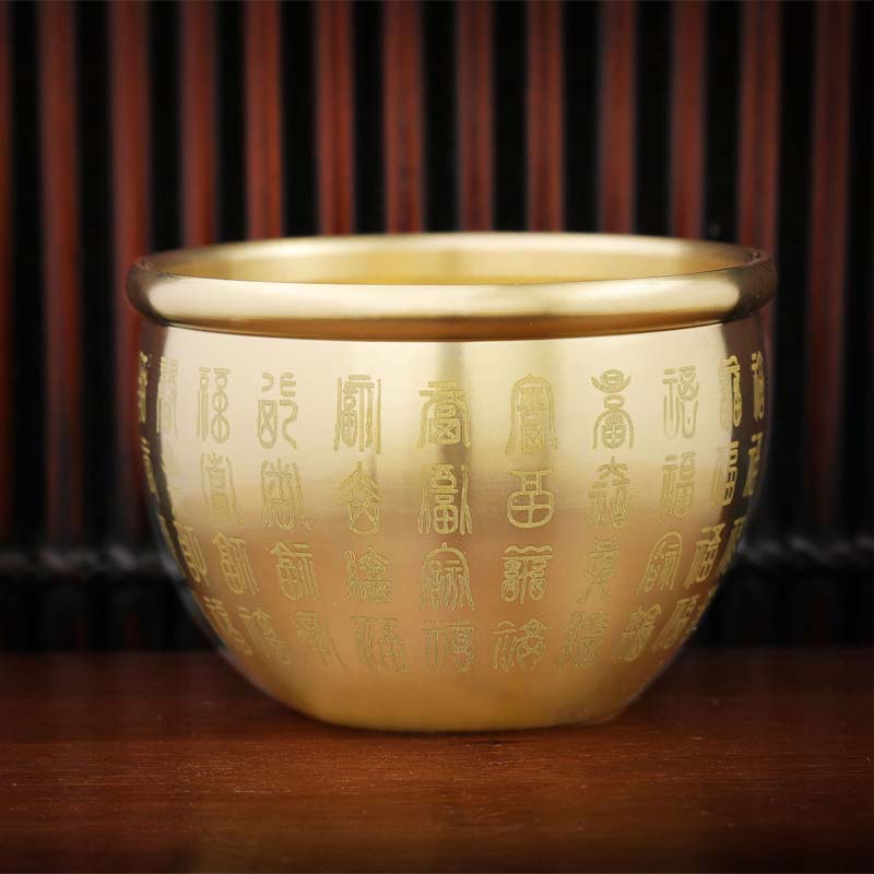 Brass Baifu Blessings Wealth Jar 黄铜百福缸 浮雕百福缸 激光百福缸 实心砂金小元宝