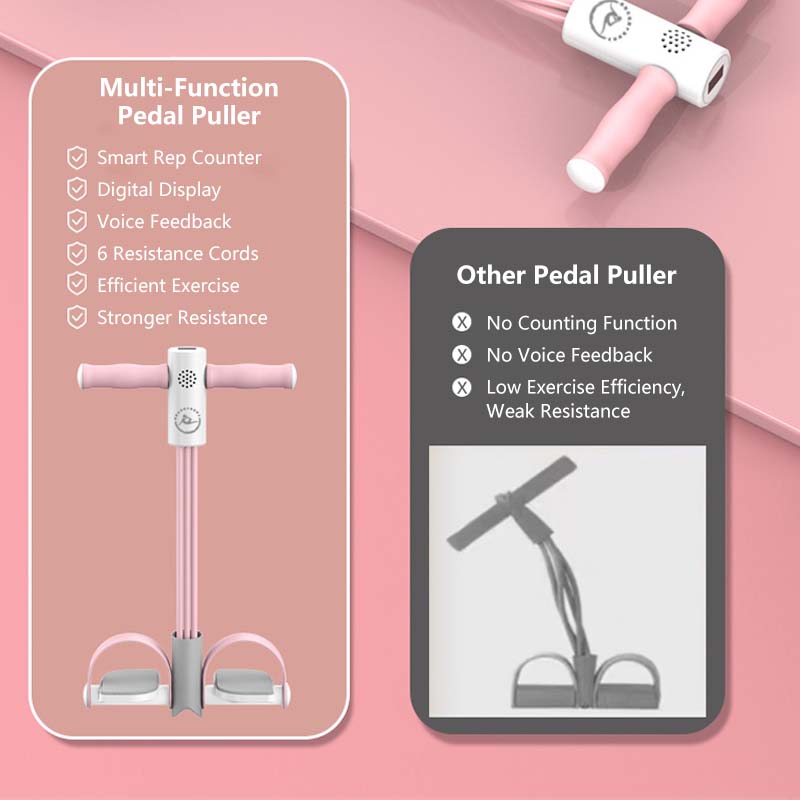 Multi-Function Pedal Puller | Smart Counter, LED Display, Voice Feedback | Home Workout Equipment