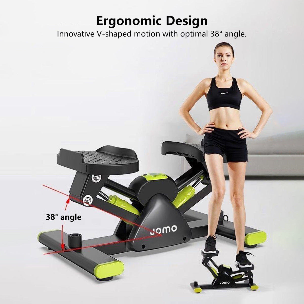 JOMO Indoor Mini Side Stepper with Resistance Band Mini-Stepper Machine V Stepper Home Fitness Exercise