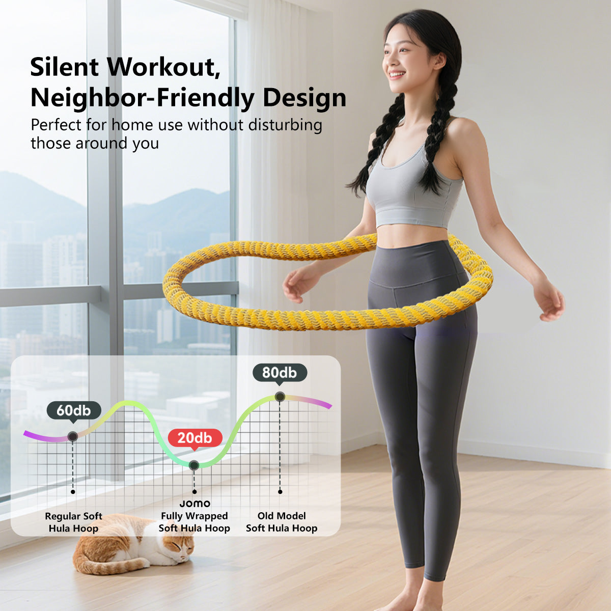 Upgraded 6th Generation Soft Spring Silent Hula Hoop Noise-Reduction Anti-Pinch Hula Hoop 1.2kg