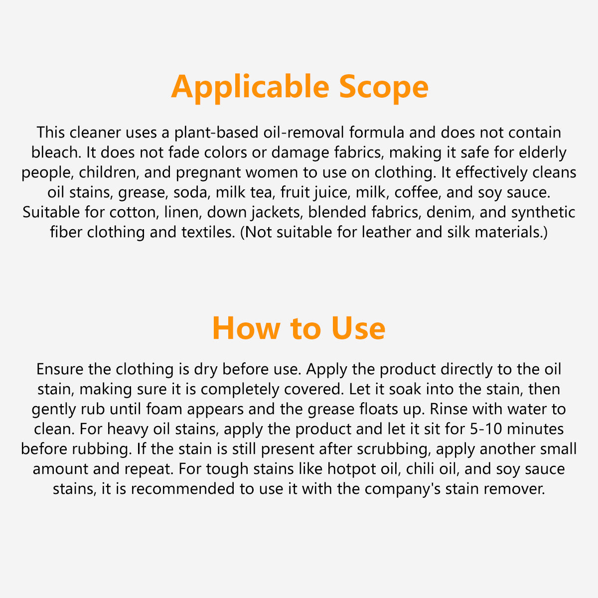 Degreasing Cleaner Oil and Stain Remover Fast Degreasing Gentle on Fabrics (258ml)