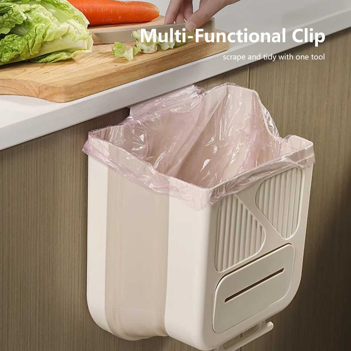 2-in-1 Hanging Foldable Garbage Bin 4L Dry and Wet Bins Garbage Bin Dust Bin Trash Can Rubbish Bin