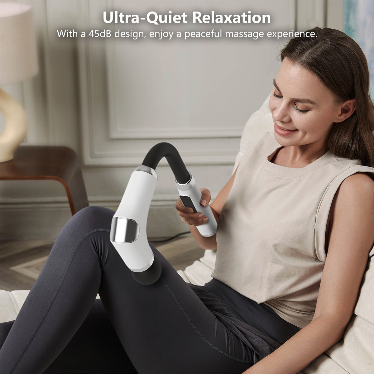 Deep Rolling Massager Long-Handle Curved-Head Fascia Gun with 8 Massage Heads