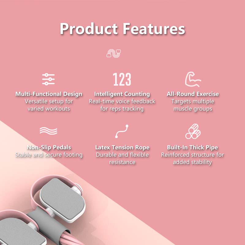Multi-Function Pedal Puller | Smart Counter, LED Display, Voice Feedback | Home Workout Equipment