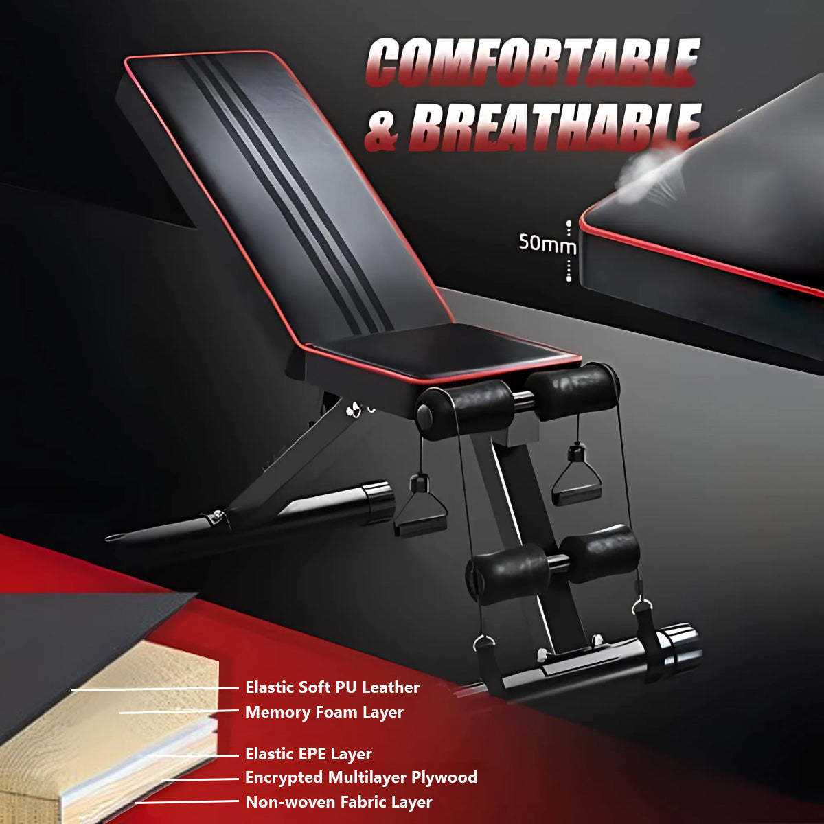 Foldable Dumbbell Bench Adjustable Strength Training Full Body Workout Incline Gym Abs Training