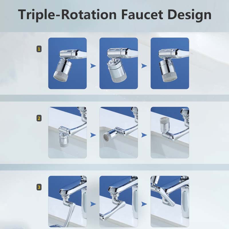 Faucet Arm Aerator Rotatable Triple Rotation Water Purification Filter Universal Threads Copper