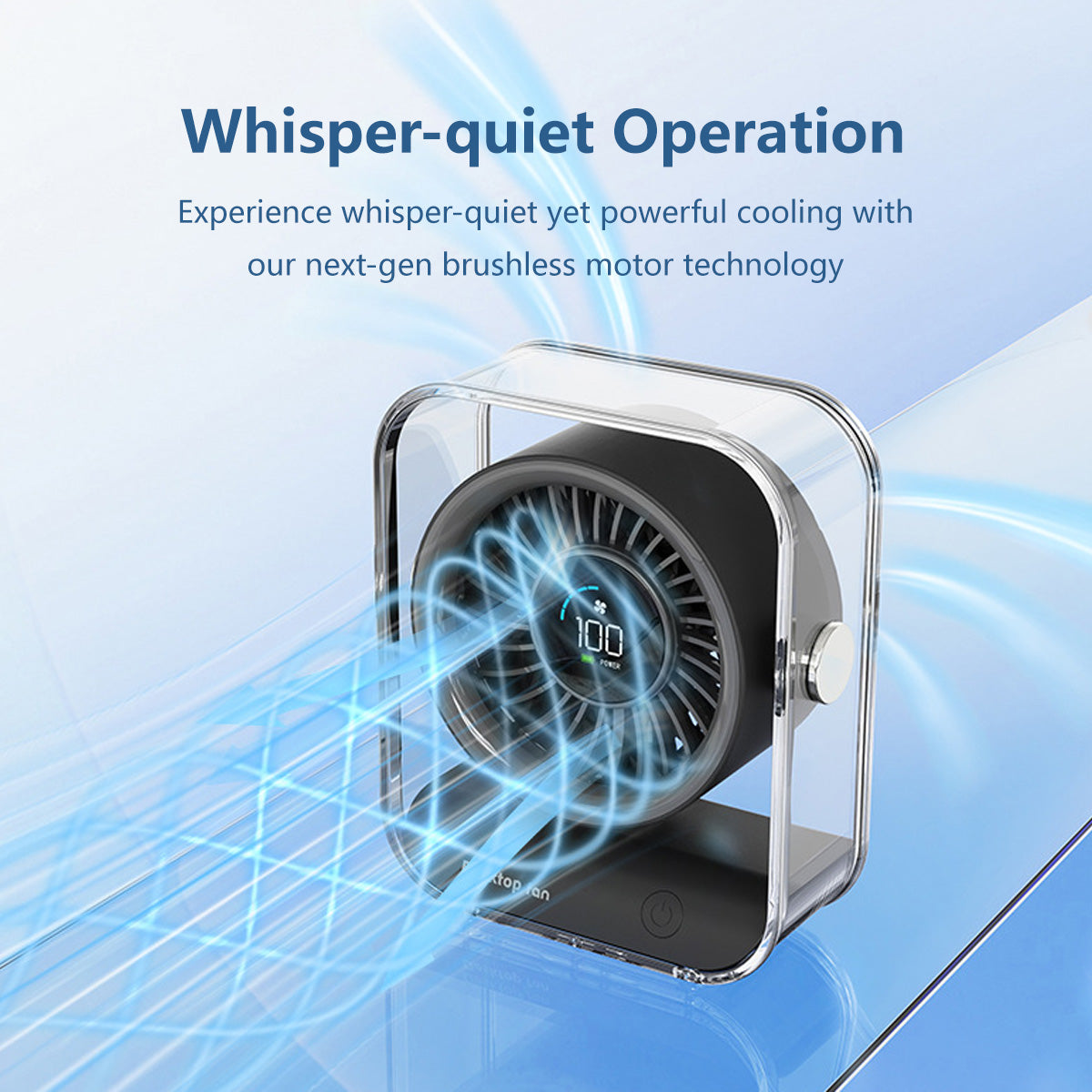 Rechargeable Desktop Fan 7-Blade Tornado Fan Ultra-Powerful Desktop Fan Long Range Cooling Wide Airflow Low Noise