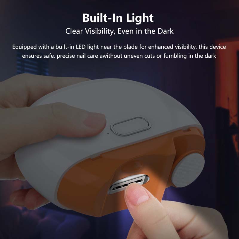 Electric Nail Clipper Trimmer & Polisher LED Light Dual Speed Type-C Rechargeable Multifunction Manicure
