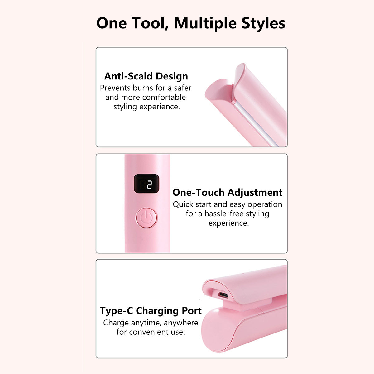 3-in-1 Portable Wireless Splint Dual-Use Hair Straightener