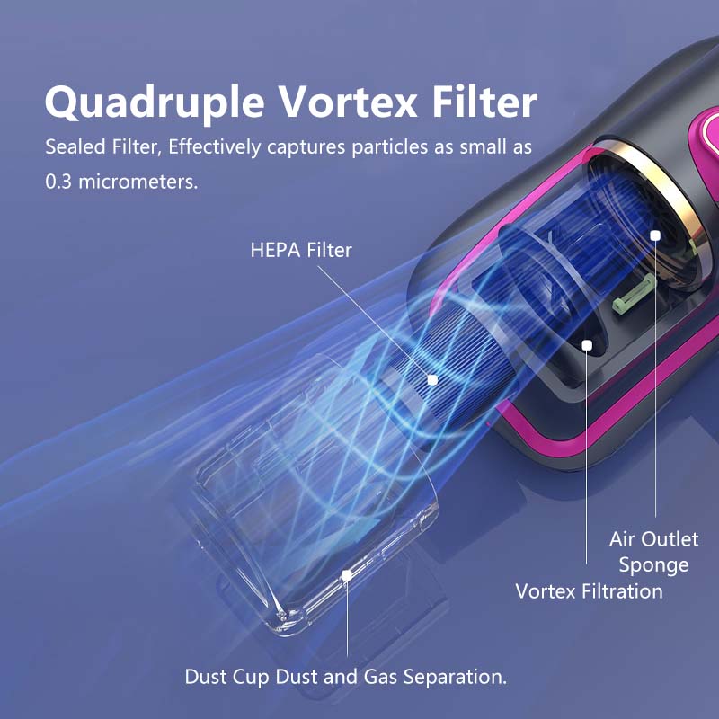 Cordless Dust Mite Vacuum Strong Suction 8000 Beats per Minute 10000pa Suction Power