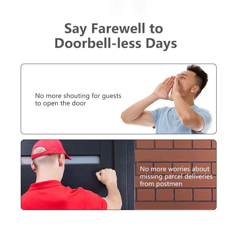 Wireless Doorbell Long Wireless Range Long Term Secure Use Adjustable Volume Battery Free Operation