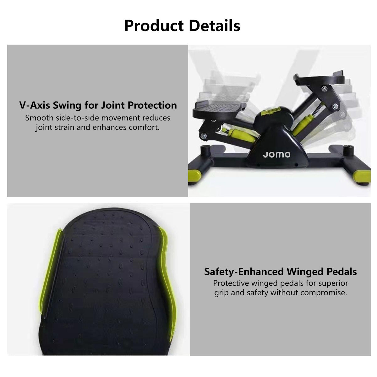 JOMO Indoor Mini Side Stepper with Resistance Band Mini-Stepper Machine V Stepper Home Fitness Exercise