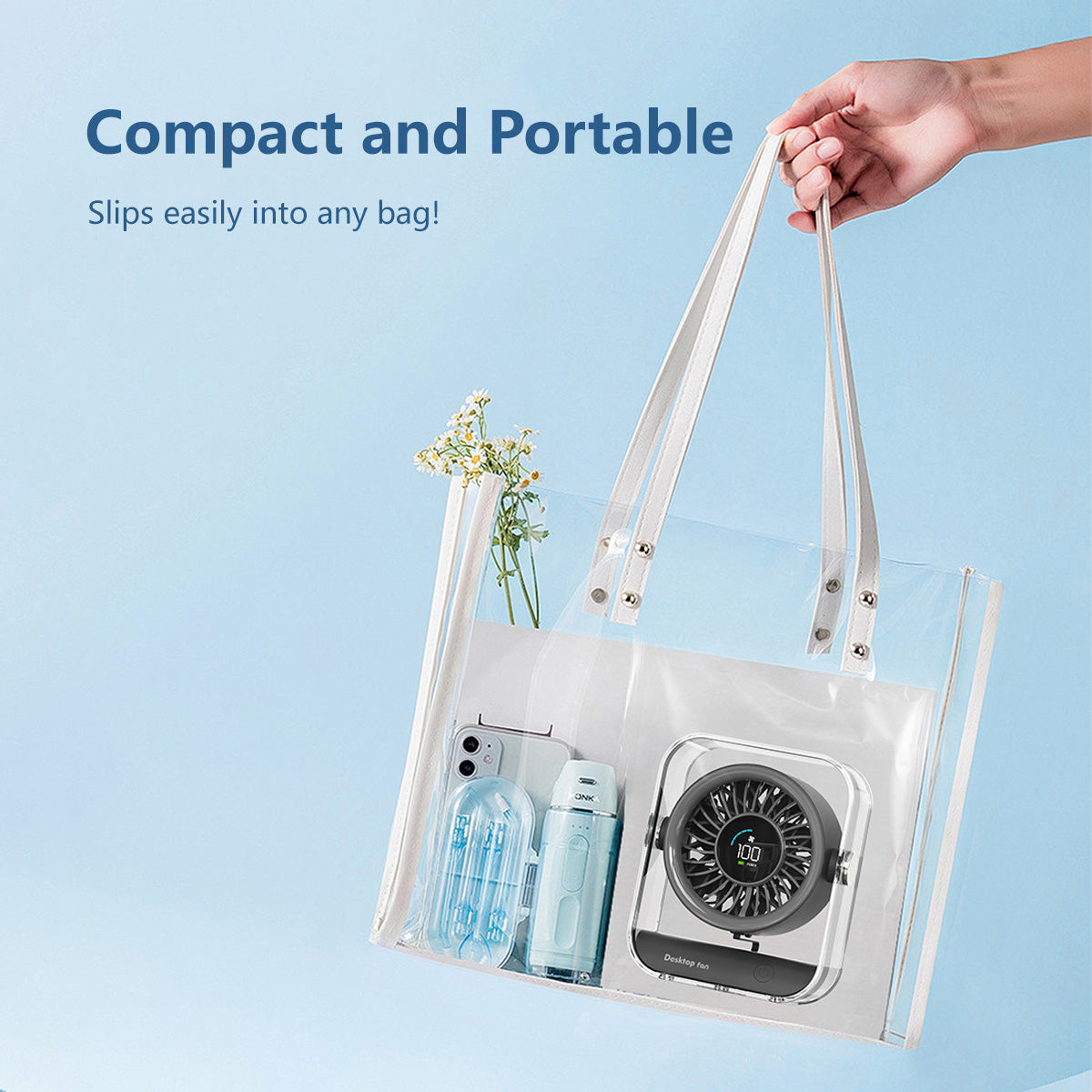 Rechargeable Desktop Fan 7-Blade Tornado Fan Ultra-Powerful Desktop Fan Long Range Cooling Wide Airflow Low Noise