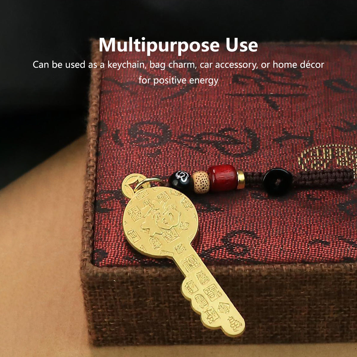 Pixiu Keychain Exquisite Carving Intricate Fortune Character Carving Auspicious Design Perfect Gift Choice
