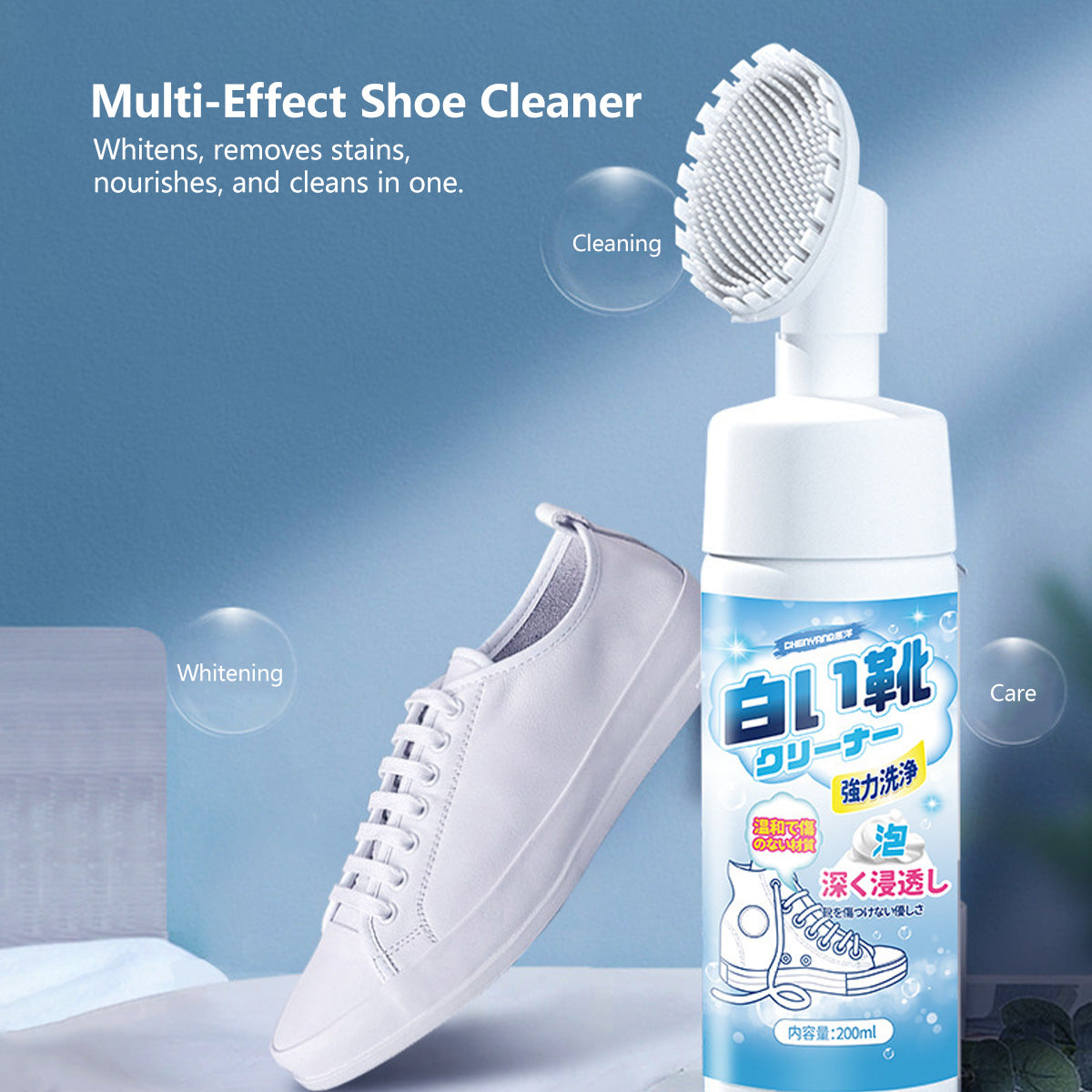 【Buy 1 get 1 FREE @$9.9!】Shoe Cleaner with Brush White Shoe Dry Cleaner Stain Removal Shoe Whitening & Care (200ml)
