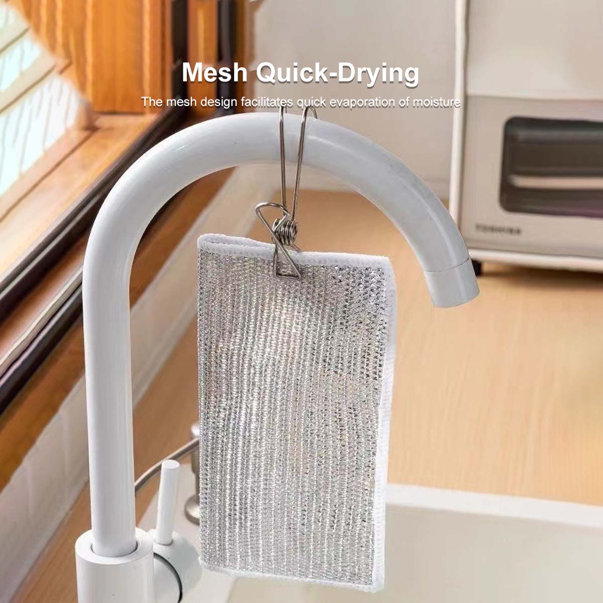 Multipurpose Wire Dishwashing Rags Dry and Wet Use Mesh Design Quick Dry