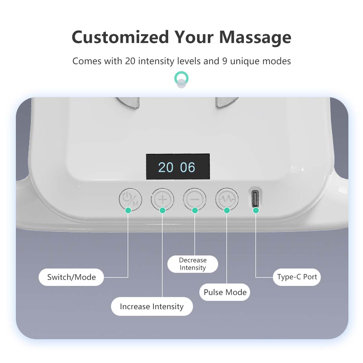 6 Head Fascia Massager Gun 20 Intensity 9 Modes