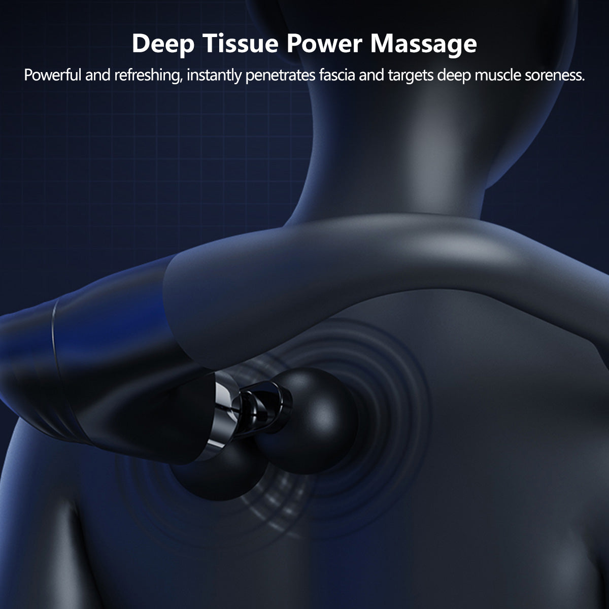 Deep Rolling Massager Long-Handle Curved-Head Fascia Gun with 8 Massage Heads