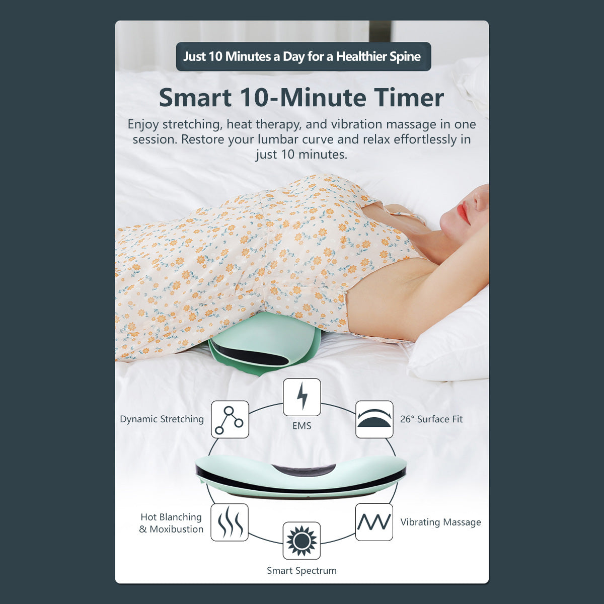 Smart Lumbar Massager 3 levels Heat Therapy 10 Intensity Levels Pulse Stimulation Massager