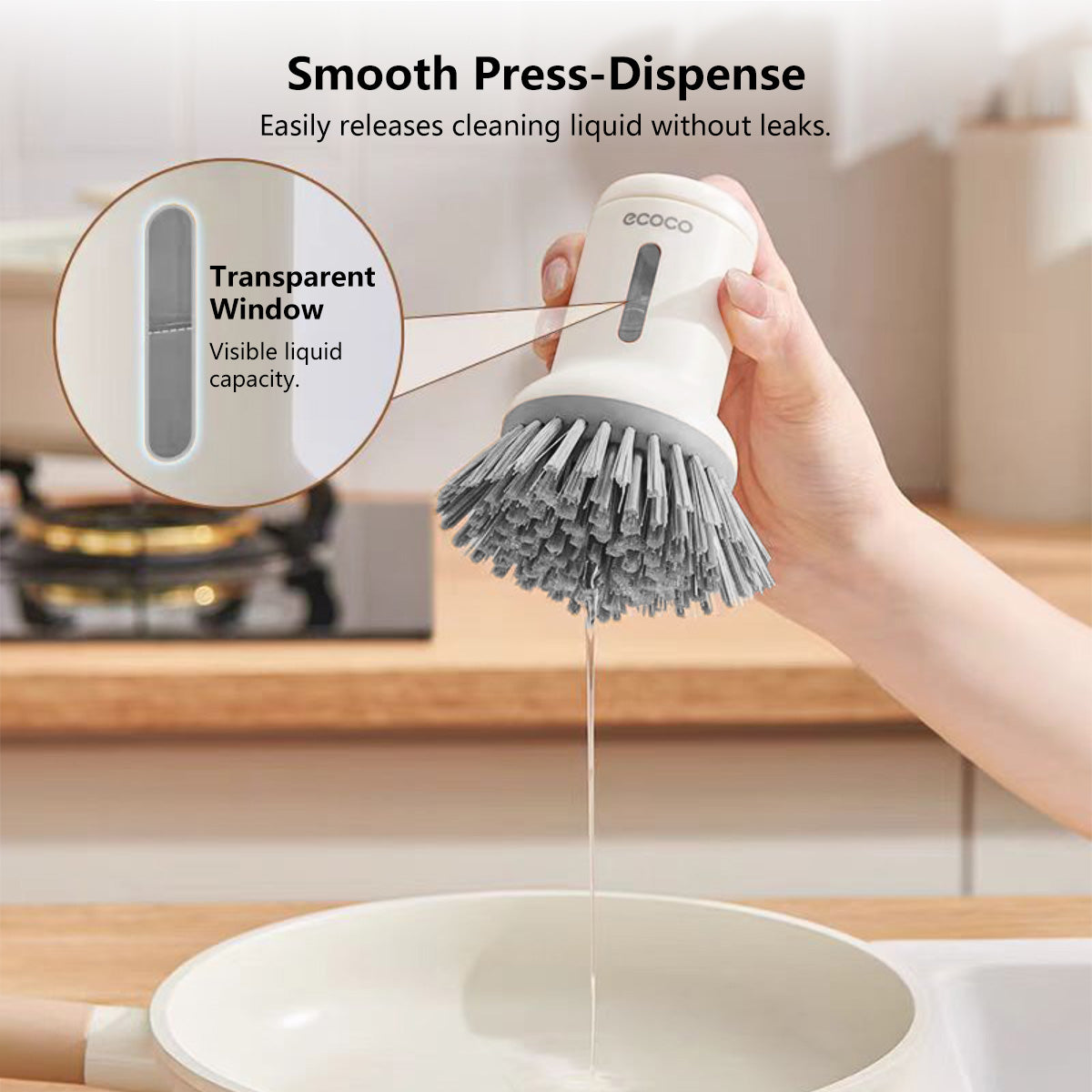 Multi Function Pot Brush Rotating Long-Handle & Refillable Short-Handle Pot Brush Set