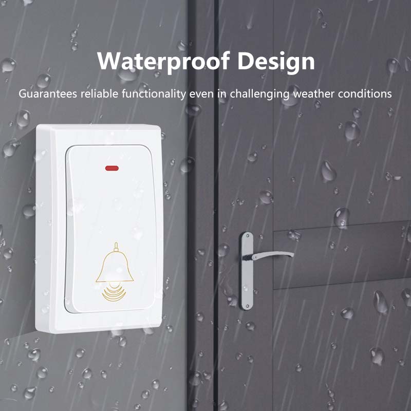 Wireless Doorbell Long Wireless Range Long Term Secure Use Adjustable Volume Battery Free Operation