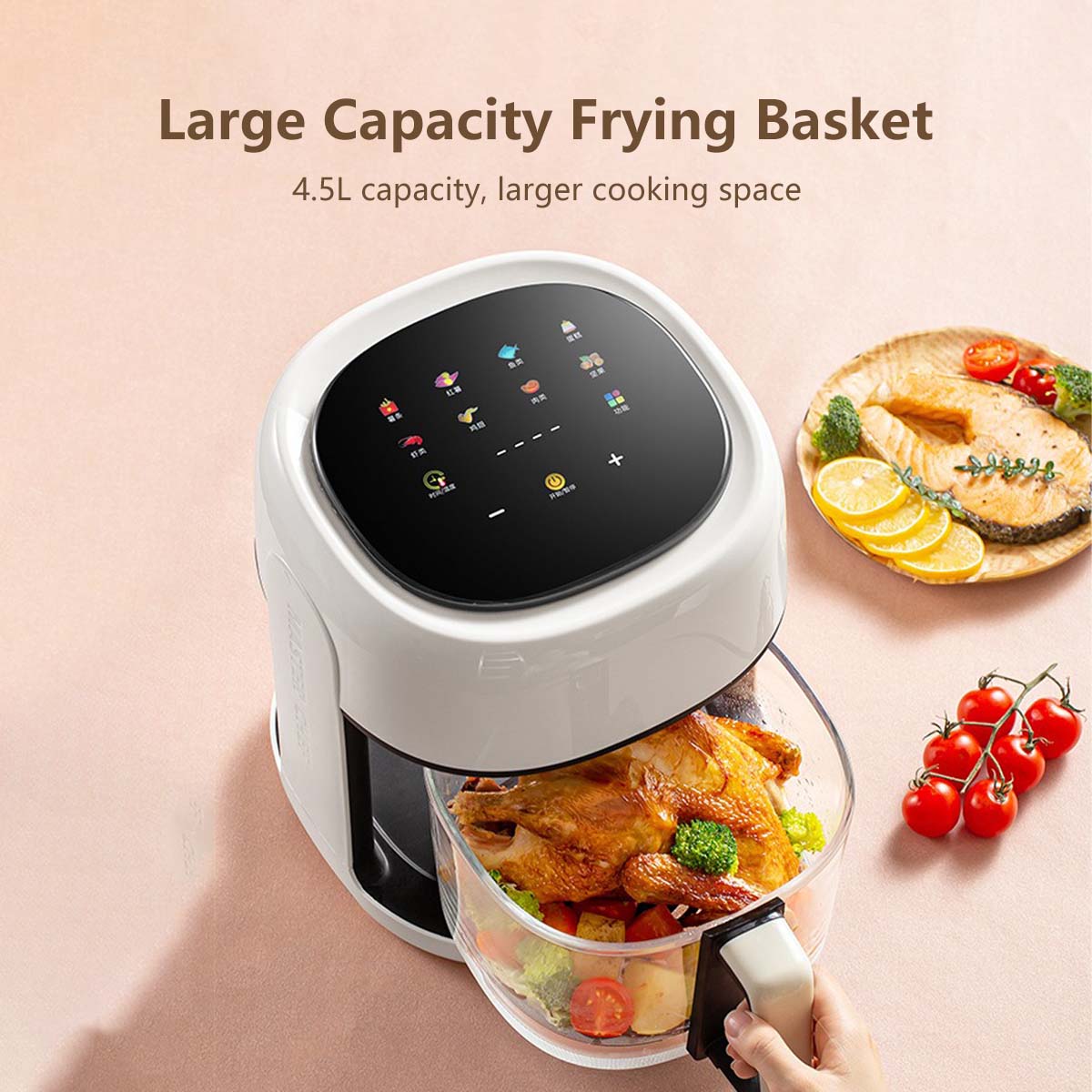 JOMO Air Fryer NTC Temperature Control Touch Control 10 Cooking Presets 1350W 4.5L Capacity