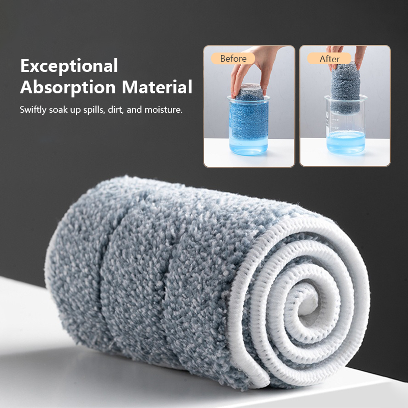 Portable Flat Floor Mop Wet and Dry Mop For Home Cleaning Powerful Absorption Microfibre Cloth
