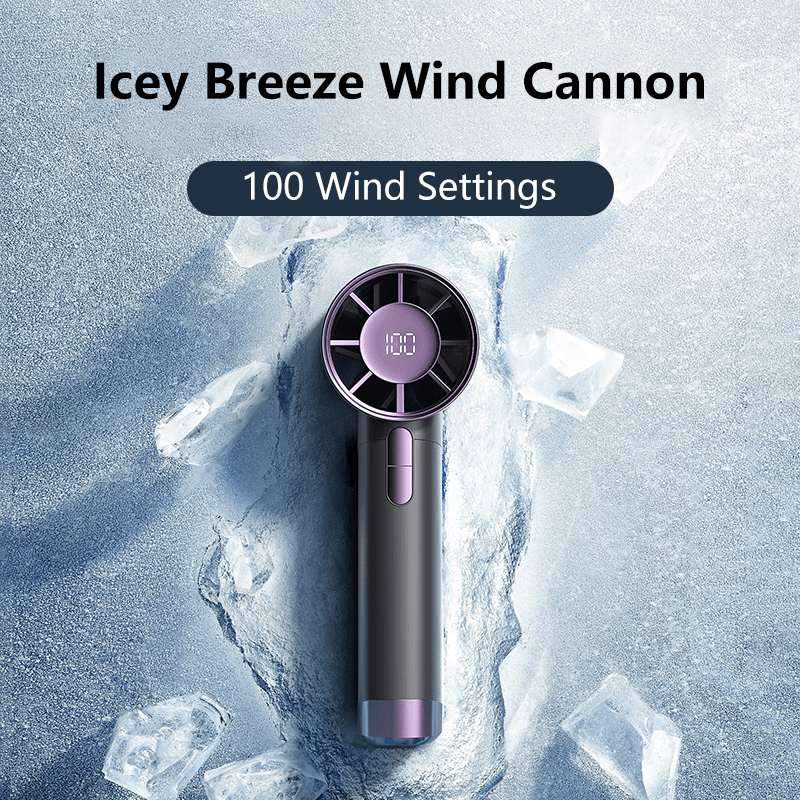 Portable Handheld Fan Strong Wind 100 Gear Wind Speed Compact Travel Fan Mini Fan USB Rechargeable Fan Digital Display