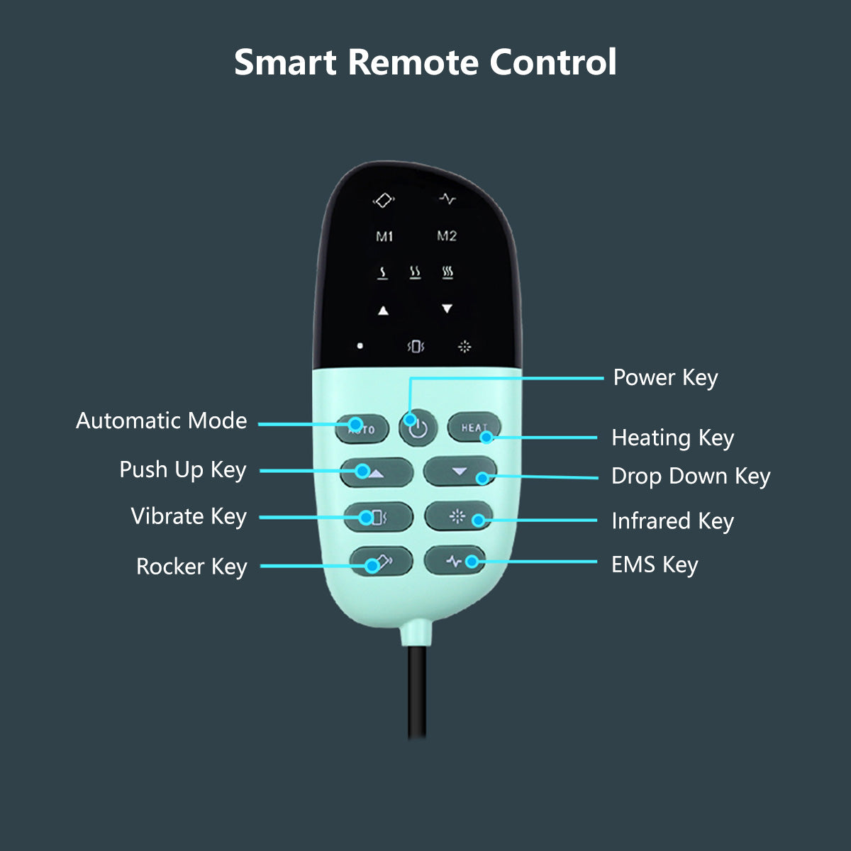Smart Lumbar Massager 3 levels Heat Therapy 10 Intensity Levels Pulse Stimulation Massager