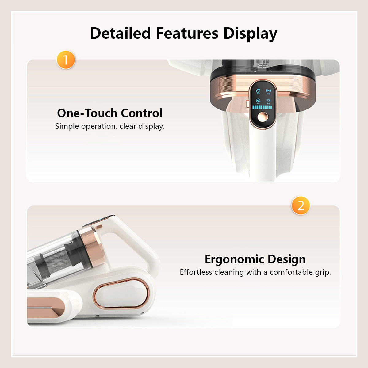 JOMO 13000Pa Powerful Suction Wireless Double Cups Dust Mite Vacuum Cleaner Sterilization Disinfection UV Mite Removal Vacuum