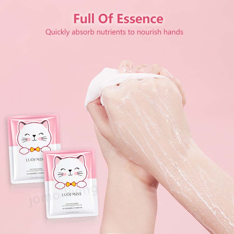Niacinamide Cat Claw Hand Mask Hydrating Moisturizing Goat Milk Cute Mask