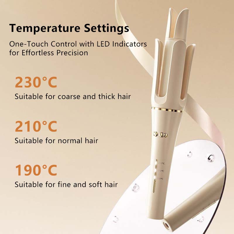 Premium Automatic Hair Curling Iron with Rotating Ceramic Barrel Fast Heat Anti-Frizz Styling Tool
