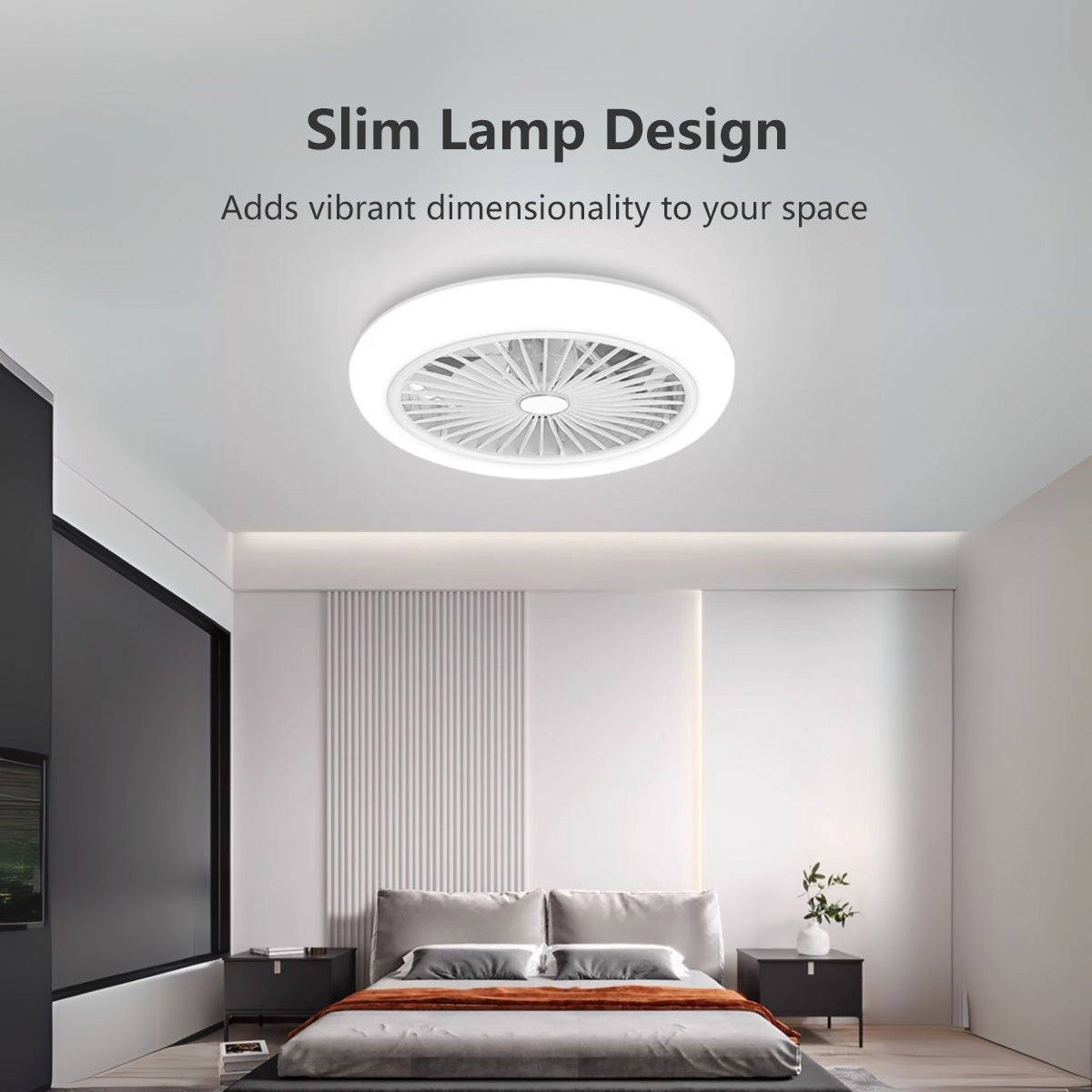 2-in-1 Smart Ceiling Fan Light 45cm - 6 Speed, APP+Remote, 3 Color Lights, Timer for Bedroom